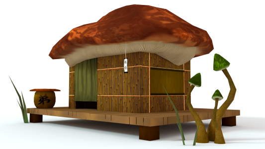 Mushroom world mushroom hut mushroom 3d. Free illustration for personal and commercial use.