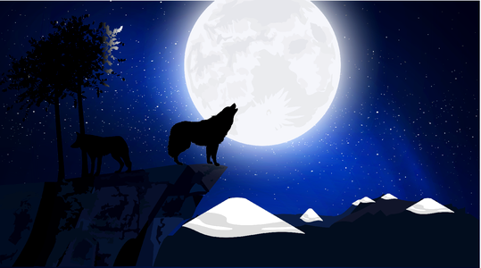 Howling hilltop wolf team. Free illustration for personal and commercial use.