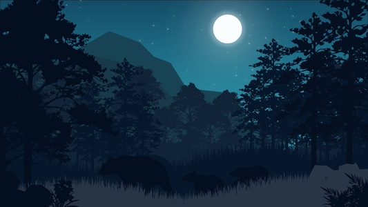 Bear forest moon. Free illustration for personal and commercial use.