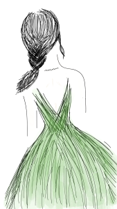 Portrait young green dress. Free illustration for personal and commercial use.