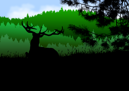 Forest rest silhouette. Free illustration for personal and commercial use.