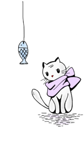 Cute cat with scarf kitty. Free illustration for personal and commercial use.