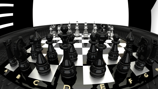 Chess glass 3d. Free illustration for personal and commercial use.