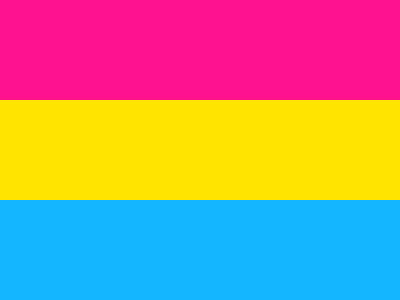 Symbol three equal horizontal bands light blue yellow pink colors. Free illustration for personal and commercial use.