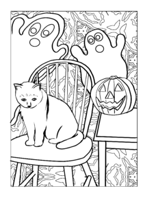 Halloween artwork coloring page. Free illustration for personal and commercial use.