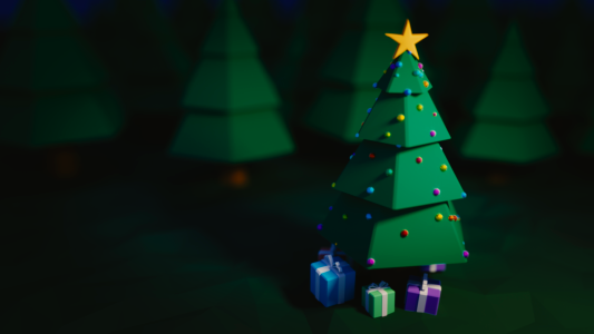 Fir tree christmas tree gifts. Free illustration for personal and commercial use.