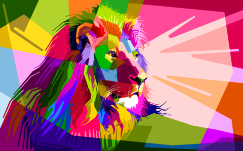 Lion design geometry. Free illustration for personal and commercial use.