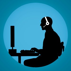 Silhouette of Man in Call Center. Free illustration for personal and commercial use.