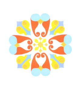 Oriental ornament. Painted in gouache. Symmetric image. Isolated white.. Free illustration for personal and commercial use.