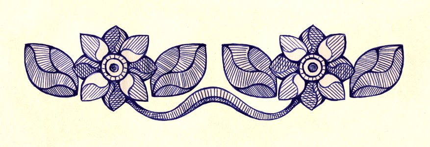 Floral ornament, drawn with a ballpoint pen. The symmetrical pattern.. Free illustration for personal and commercial use.