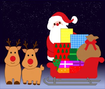 Christmas Santa With Sleigh. Free illustration for personal and commercial use.