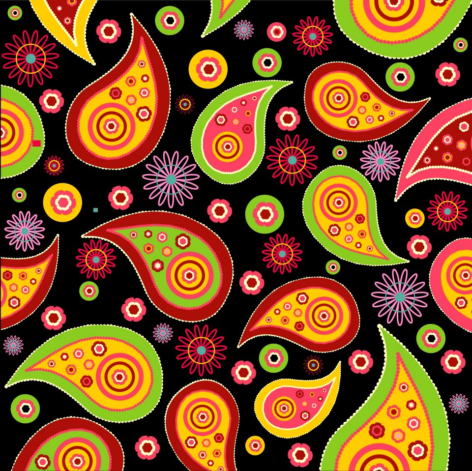 Bright colorful paisley wallpaper pattern background. Free illustration for personal and commercial use.