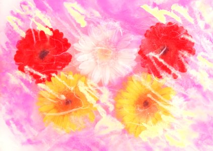 colorful gerbera in vintage style. Free illustration for personal and commercial use.