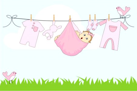 Baby Girl Clothes Line. Free illustration for personal and commercial use.