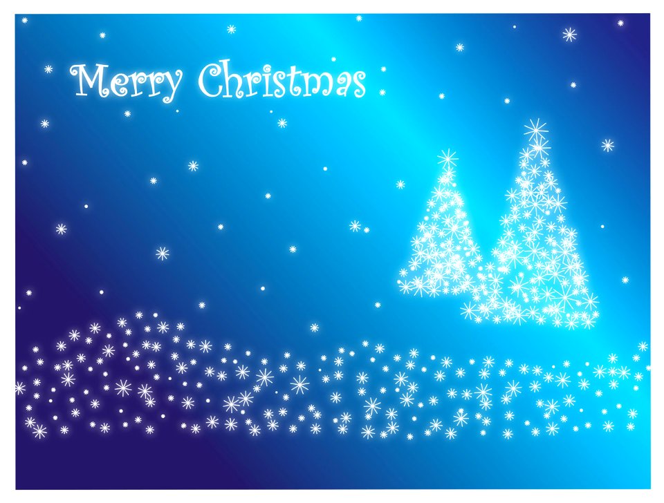 Merry Christmas In Blue. Free illustration for personal and commercial use.
