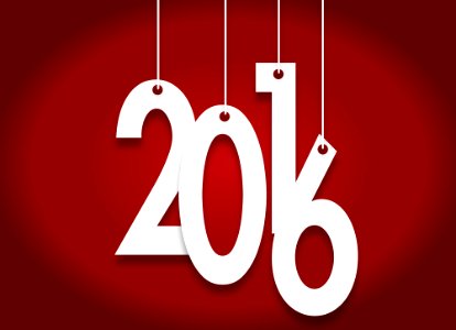 Happy New 2016 Year -white letter red background. Free illustration for personal and commercial use.