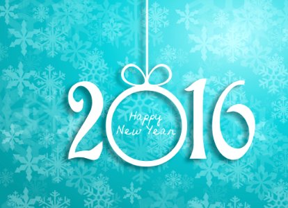 Happy new year 2016 design.-blue background white letter. Free illustration for personal and commercial use.