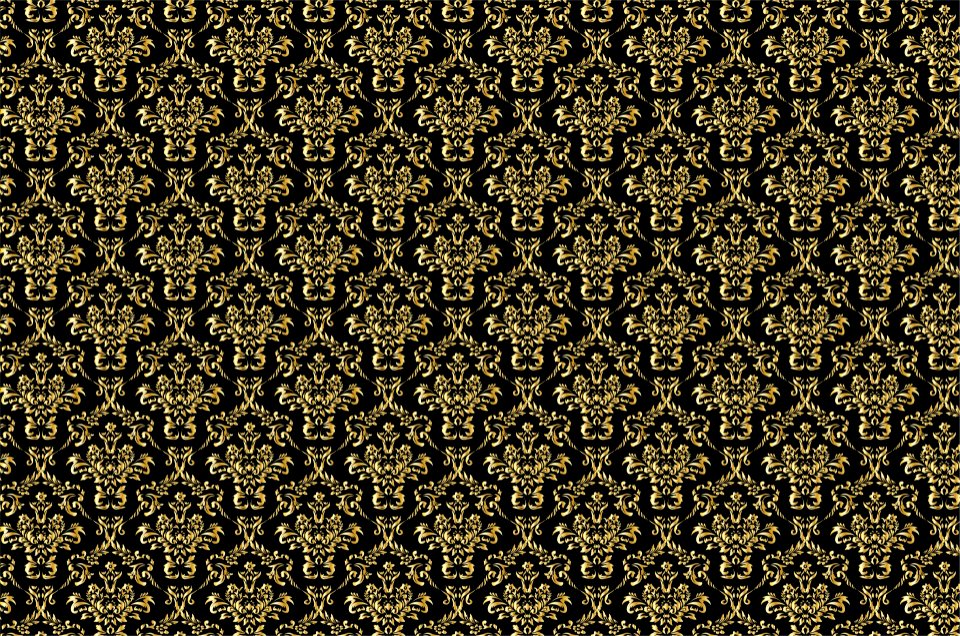 Damask Background Gold, Black. Free illustration for personal and commercial use.