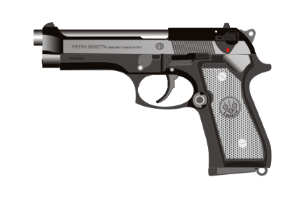 Beretta 92FS pistol. Free illustration for personal and commercial use.