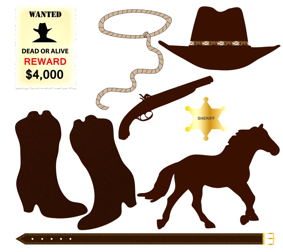 Cowboy Icons Clip-art. Free illustration for personal and commercial use.