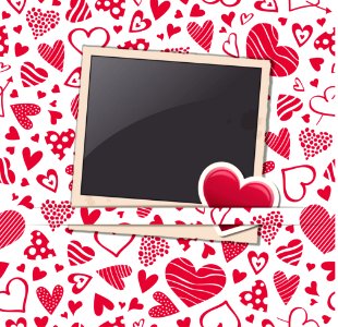Valentine haert background with photo frames. Free illustration for personal and commercial use.