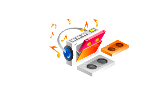 Music elements with flat design. Free illustration for personal and commercial use.