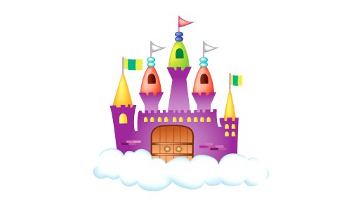 Cartoon fairy tale castle icon. Free illustration for personal and commercial use.
