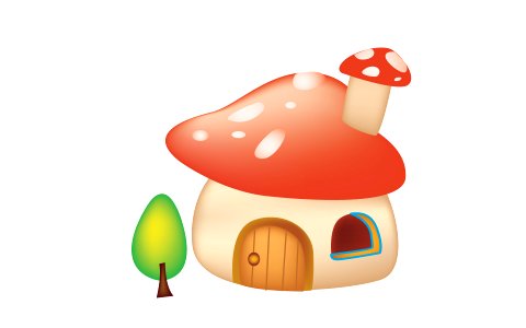 Mushroom house. Free illustration for personal and commercial use.