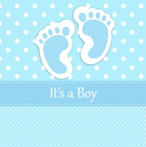 Baby Boy Footprints Card. Free illustration for personal and commercial use.