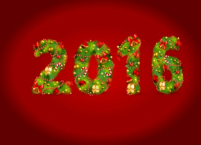 Happy new year 2016 design.-red. Free illustration for personal and commercial use.