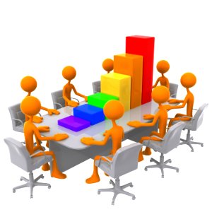 3D Bar Graph Meeting. Free illustration for personal and commercial use.