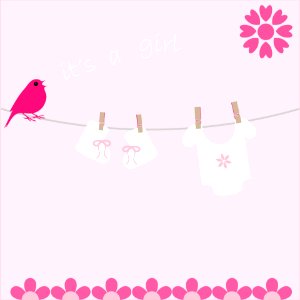 Baby Girl Card Announcement. Free illustration for personal and commercial use.