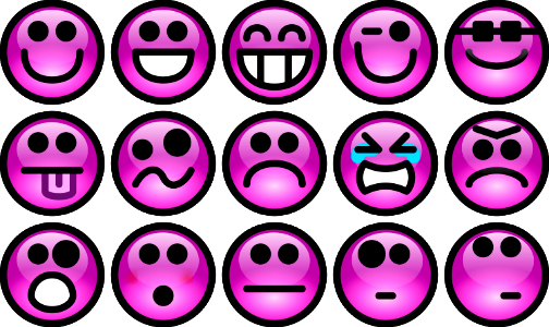 Collection Of Purple Smiley Faces. Free illustration for personal and commercial use.