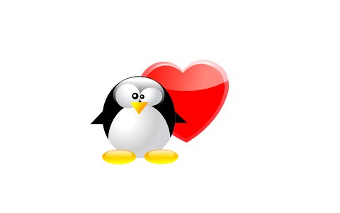 Icon penguin heart. Free illustration for personal and commercial use.