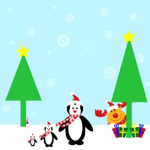 Christmas Penguin Card. Free illustration for personal and commercial use.