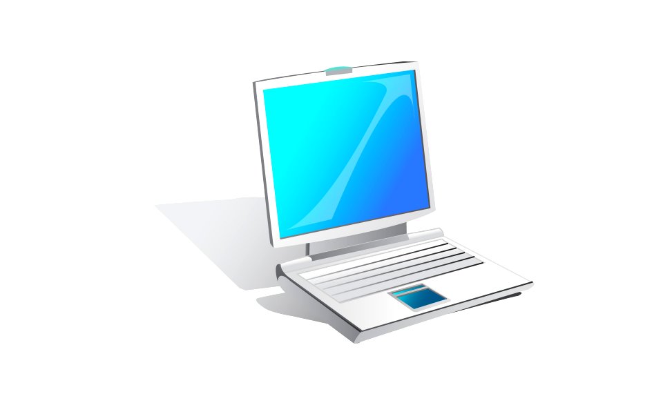 Notebook laptop computer icon on white. Free illustration for personal and commercial use.
