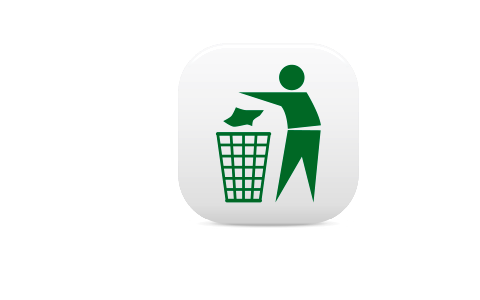 Bin symbol on green background. Free illustration for personal and commercial use.