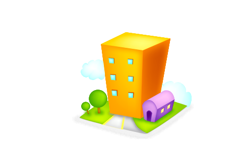Buildings hotel icon yellow. Free illustration for personal and commercial use.