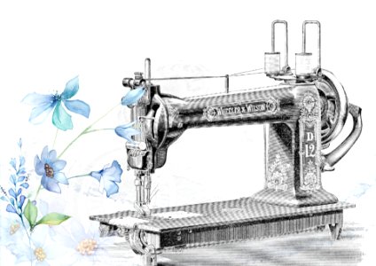Vintage Sewing Machine Inky Illustration. Free illustration for personal and commercial use.