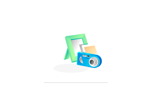 Photo camera icon with photo frames. Free illustration for personal and commercial use.