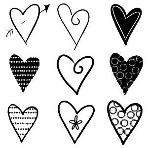 Hearts Silhouettes Black. Free illustration for personal and commercial use.