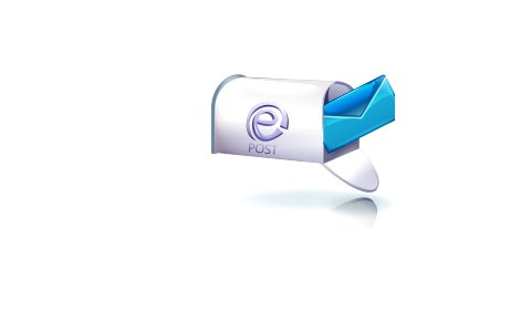 mailbox with e-mail logo. Free illustration for personal and commercial use.