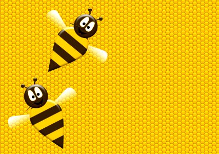 Two bees on honeycomb. Free illustration for personal and commercial use.
