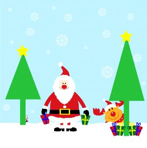 Christmas Santa Cartoon Card. Free illustration for personal and commercial use.