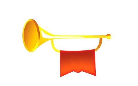 Trumpets with a red flags pennants banners.. Free illustration for personal and commercial use.