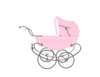 Baby Girl Stroller Vintage. Free illustration for personal and commercial use.