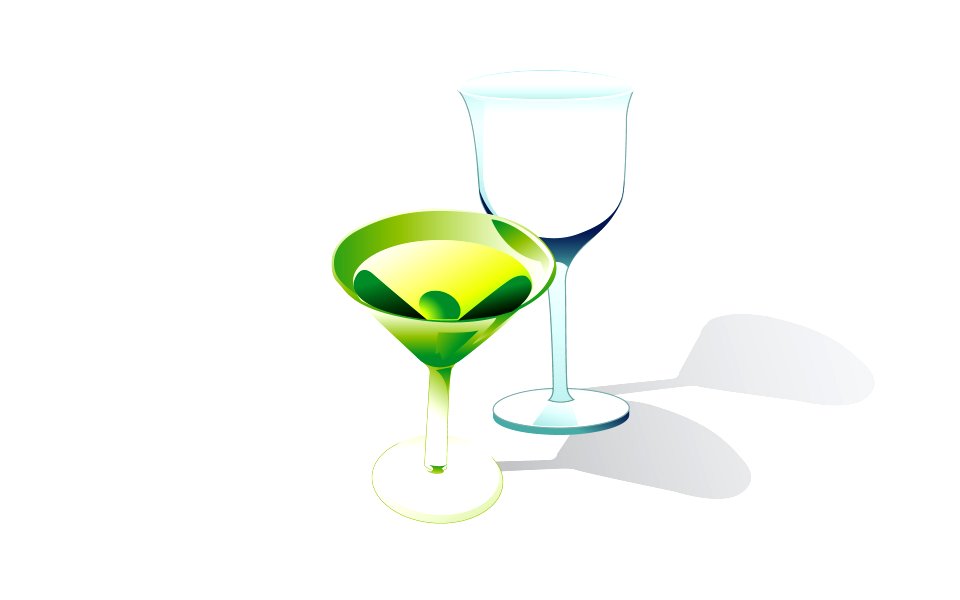 Cocktail in a glass glass with olives. Free illustration for personal and commercial use.