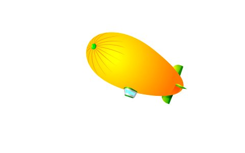 Yellow dirigible balloon on a white background. Free illustration for personal and commercial use.