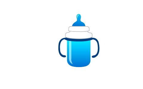 Baby bottle of milk over blue. Free illustration for personal and commercial use.