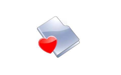 Icon showing a file folder with a heart sign. Free illustration for personal and commercial use.